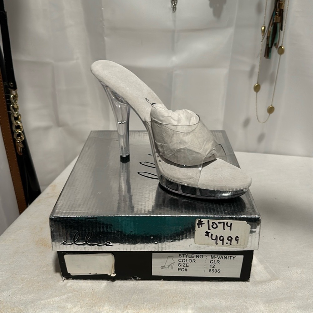 Clear Heels Ellie shoes, new inbox, M VAINTY 5 inch Competition shoe